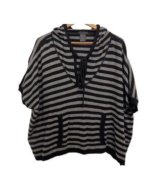 CHIARAMENTE italian wool oversized poncho hood sweater black grey small medium